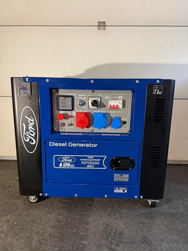 Ford Diesel Generator 8.125 kVA 230V/400V Stil 72 dB, Elektrisch startend, Dieselolie, Nieuw, Ophalen of Verzenden