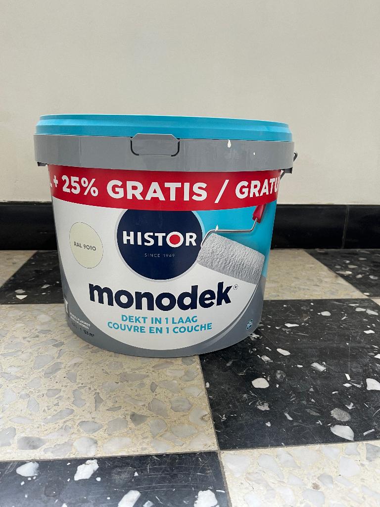 Verf Ral 9010 Histor Monodek 12,5L (nieuw/ongeopend), Ophalen, Wit, Nieuw, Verf
