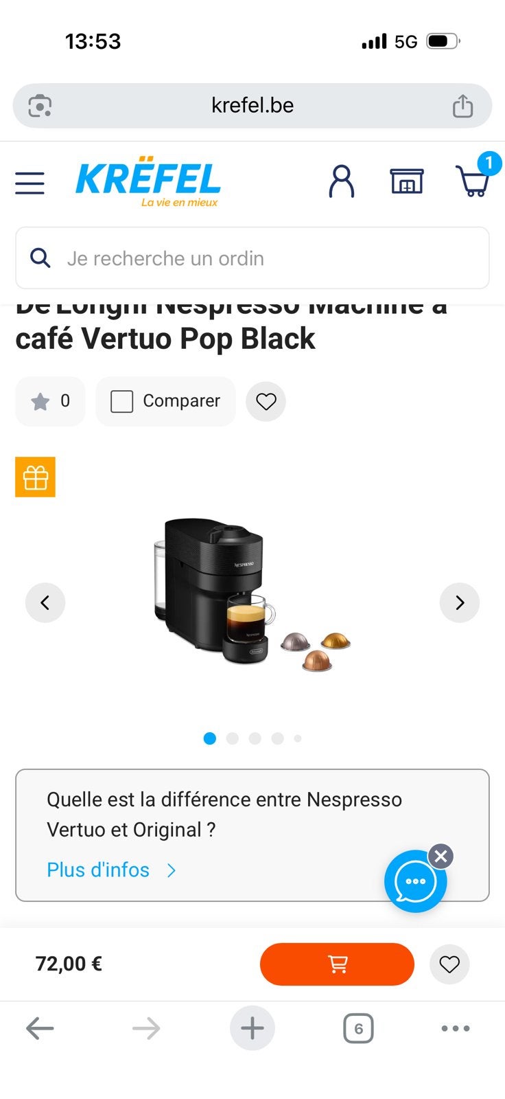 Machine nespresso vertuo pop, Enlèvement, Neuf, Nespresso
