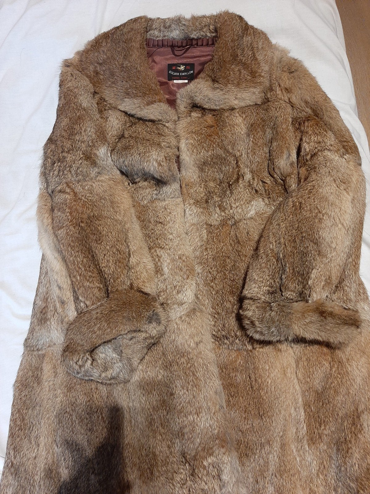 warme pelsjas., Kleding | Dames, Ophalen, Zo goed als nieuw, Maat 38/40 (M), Beige