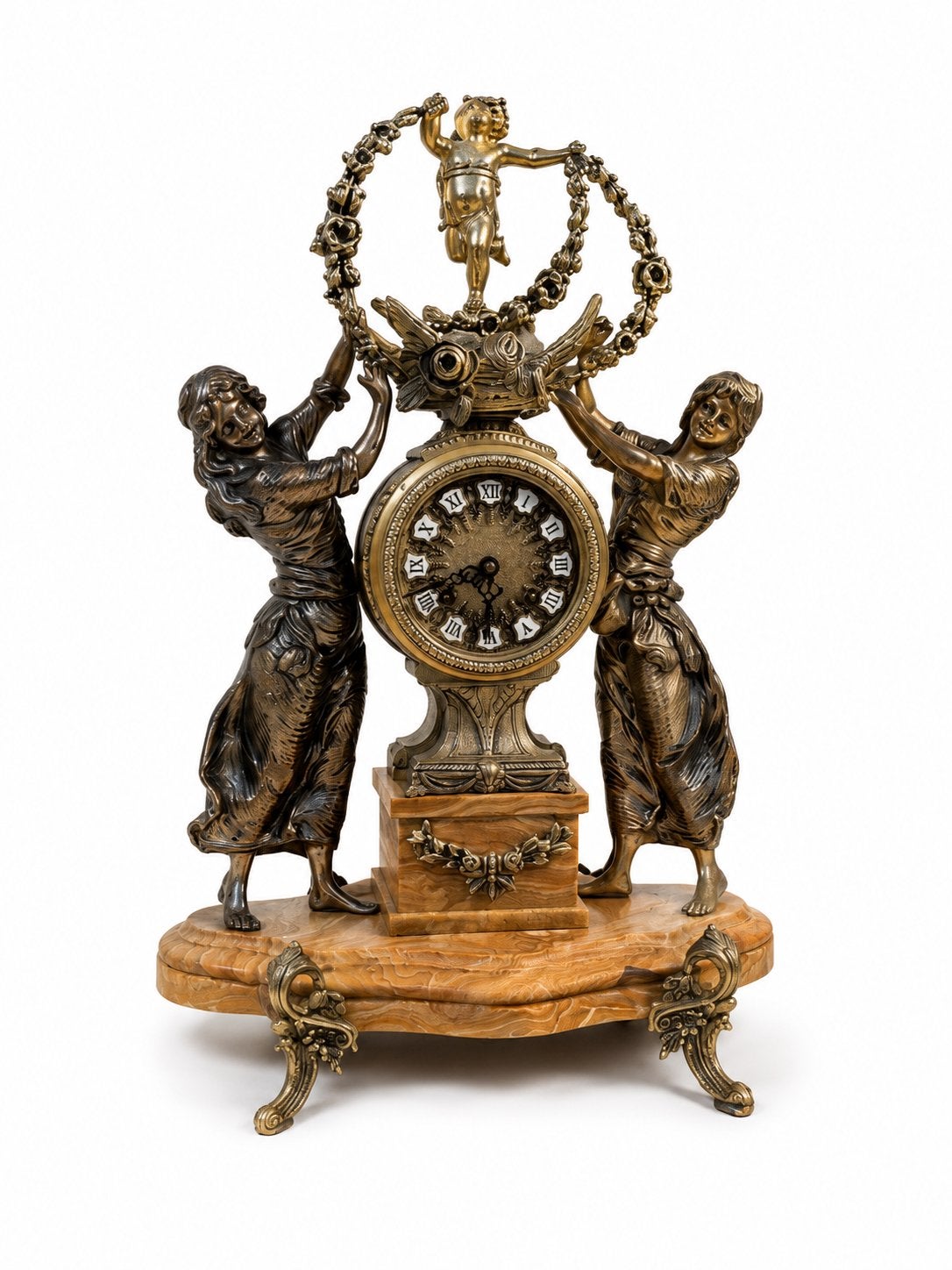 Frans rococo/Louis XV stijl pendulegarnituur set met spiegel, Antiek en Kunst, Ophalen