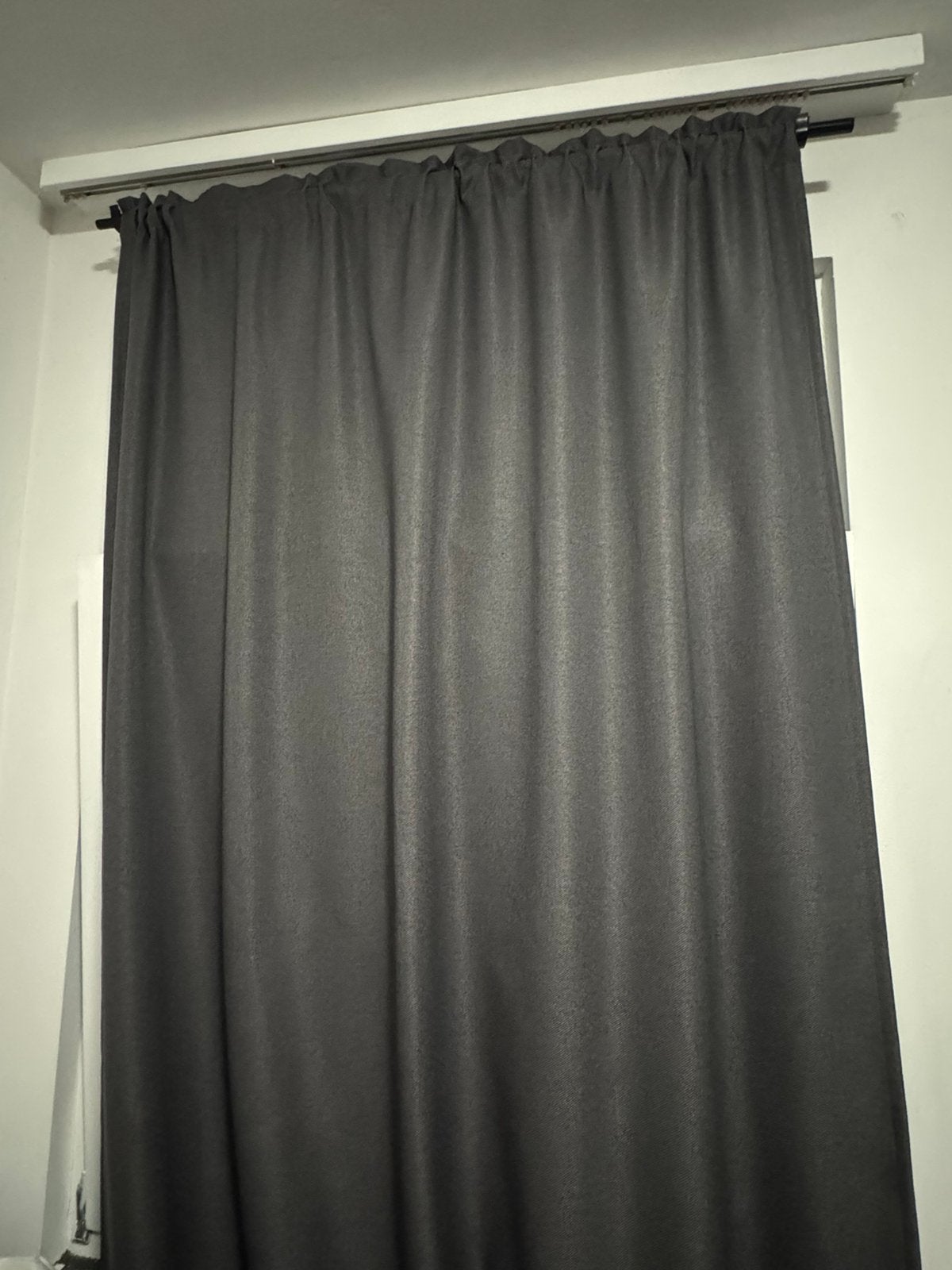 2 rideaux anneaux ou ruflette, Enlèvement, Comme neuf, Gris, Occultant