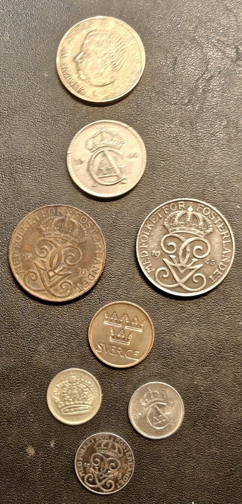 Lot zweedse munten+1 zilver stuk, Postzegels en Munten, Ophalen, Munten