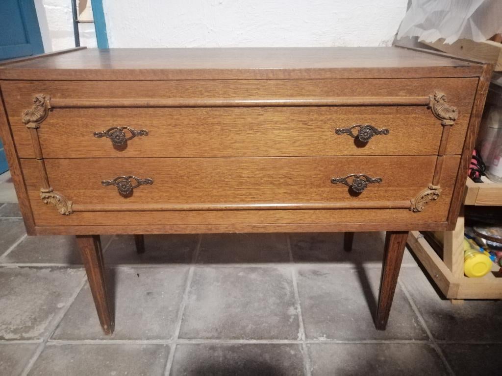 Commode 2 tiroirs vintage, Maison & Meubles, 1 ou 2 tiroirs, Enlèvement, Utilisé, Métal