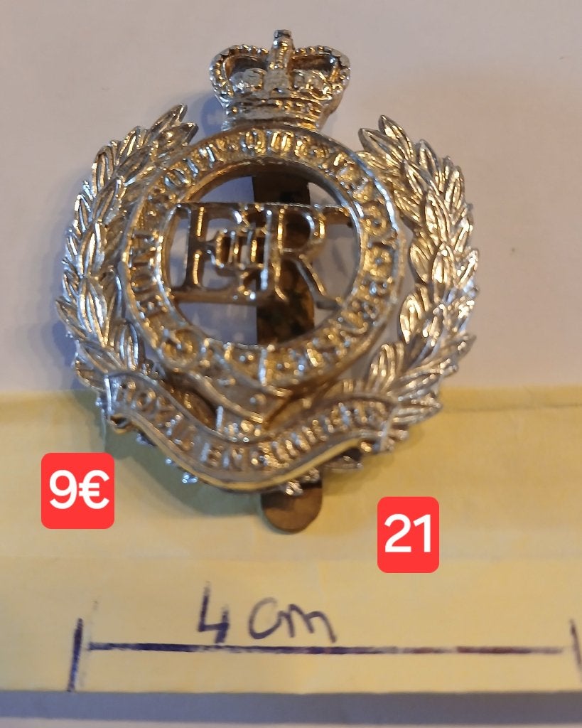 GB army 1952 Insigne Royal Engeneers Corps Elizabeth II, Ophalen of Verzenden, Landmacht, Embleem of Badge
