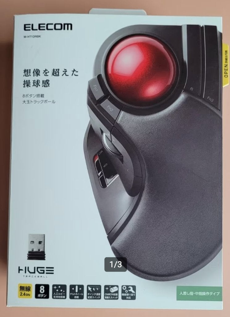ELECOM trackball muis, Rechtshandig, Muis, Gebruikt, Ergonomisch