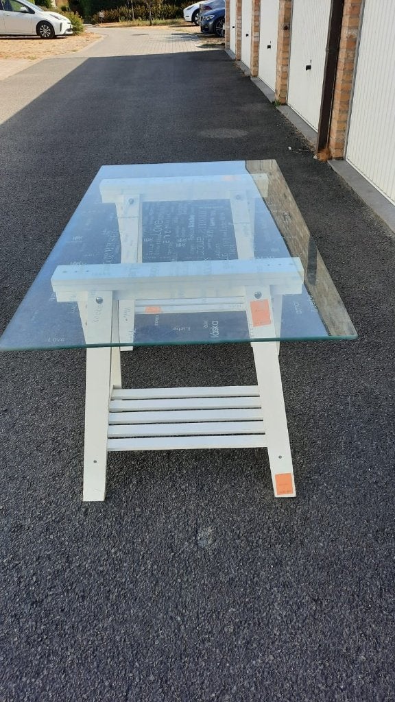 Glazen tafel, Ophalen, 50 tot 100 cm, 150 tot 200 cm, Modern