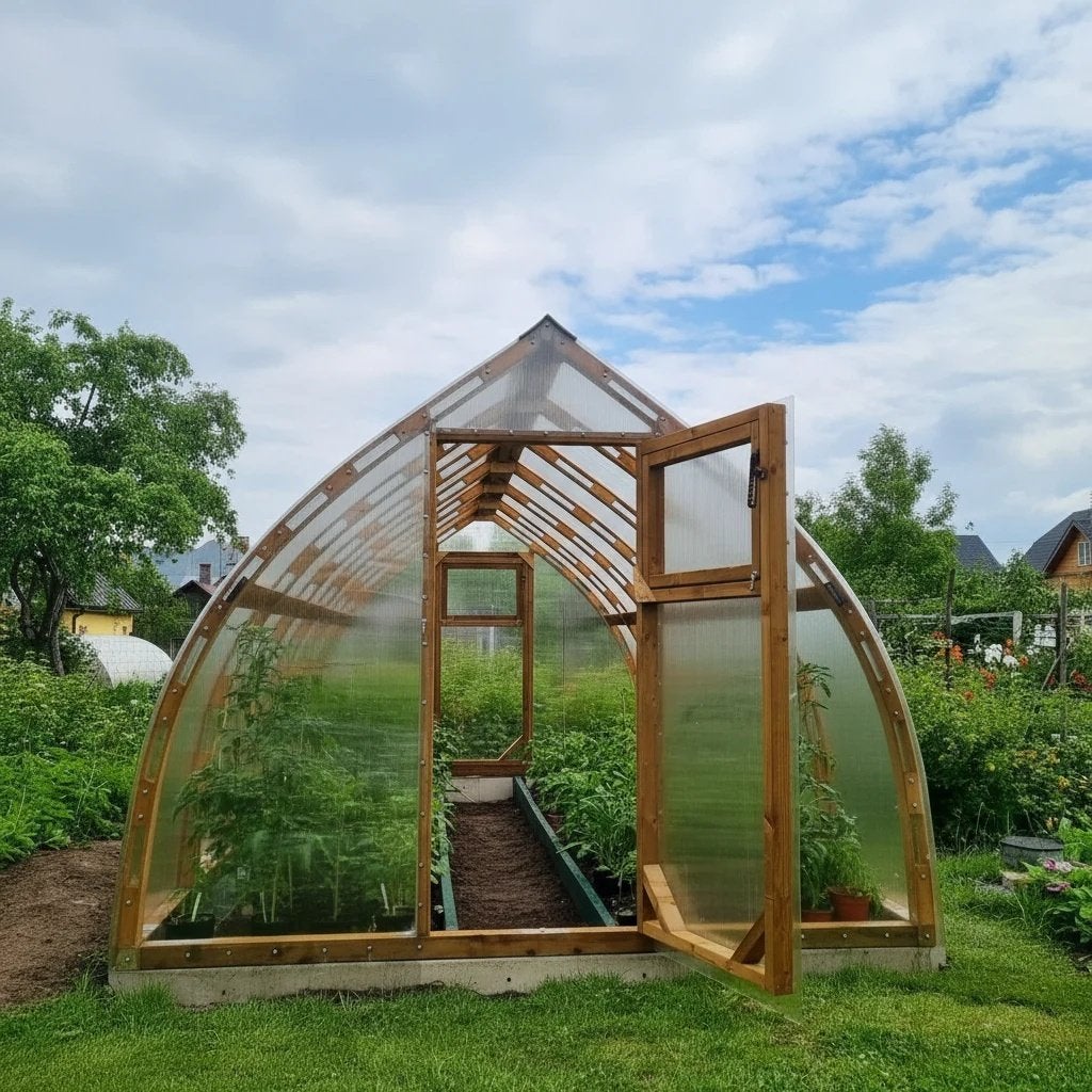 Serre voûtée en bois Garten Dream — 3/3,5/5 m de large, Neuf, Serre, Polycarbonate, Autres matériaux
