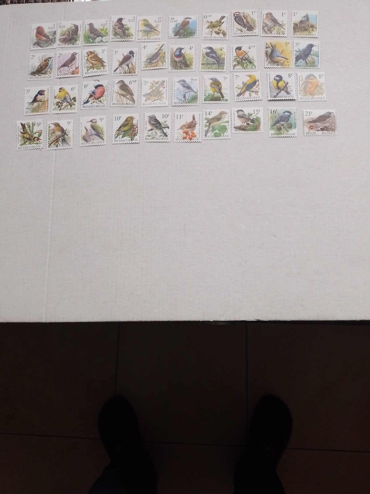 Timbres belges sur les oiseaux, Envoi