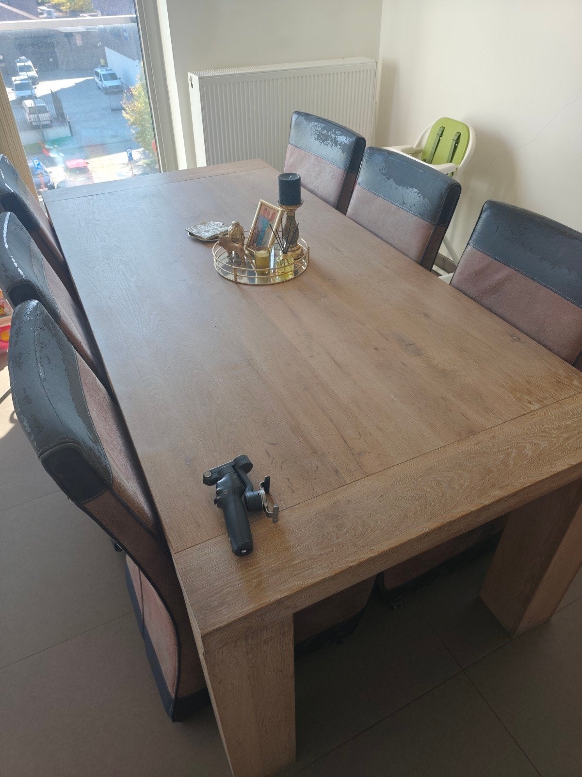 table avec 6 chaises, Comme neuf, 100 à 150 cm, Enlèvement, Rectangulaire