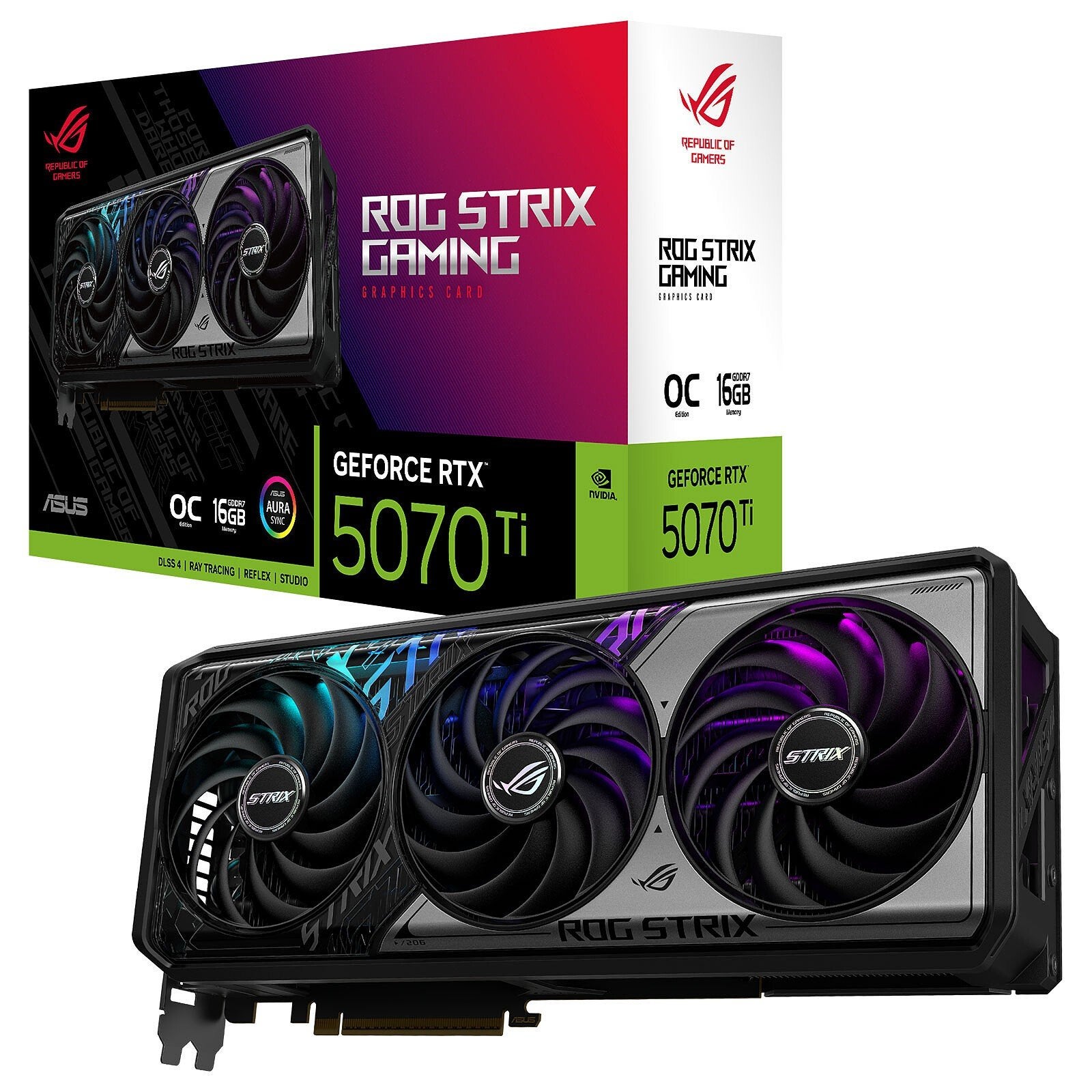 Asus Rog Strix Rtx 5070 Ti Oc 16Gb, Computers en Software, Videokaarten, Zo goed als nieuw, Nvidia, PCI-Express 5.0, Overige soorten
