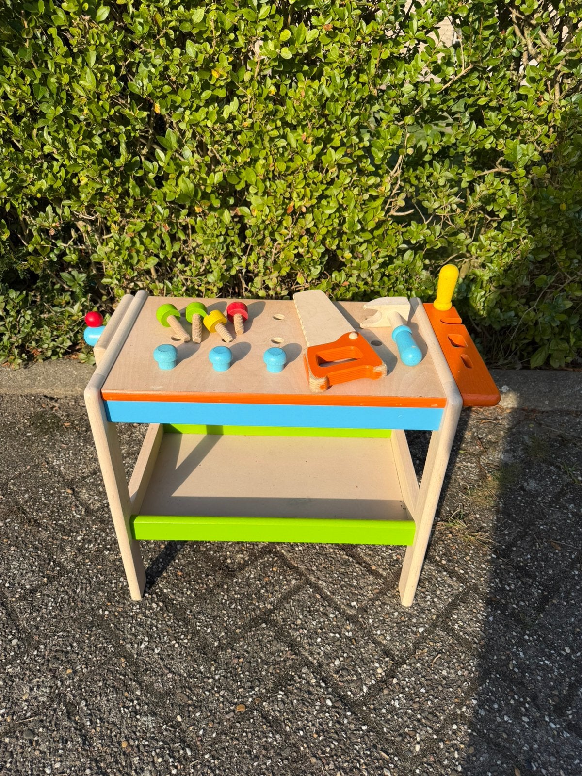 Houten kinderwerkbank met gereedschap, Ophalen, Gebruikt