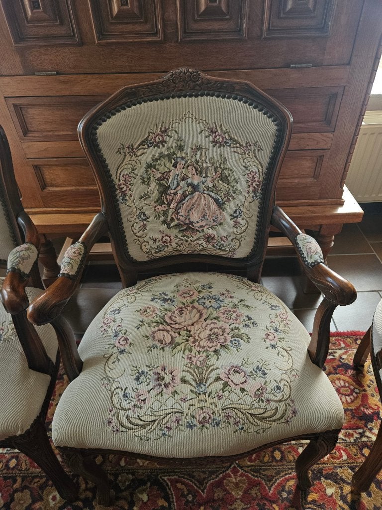 Set van 4 prachtige Louis XV-stijl fauteuils, Antiquités & Art, Antiquités | Meubles | Chaises & Canapés, Enlèvement