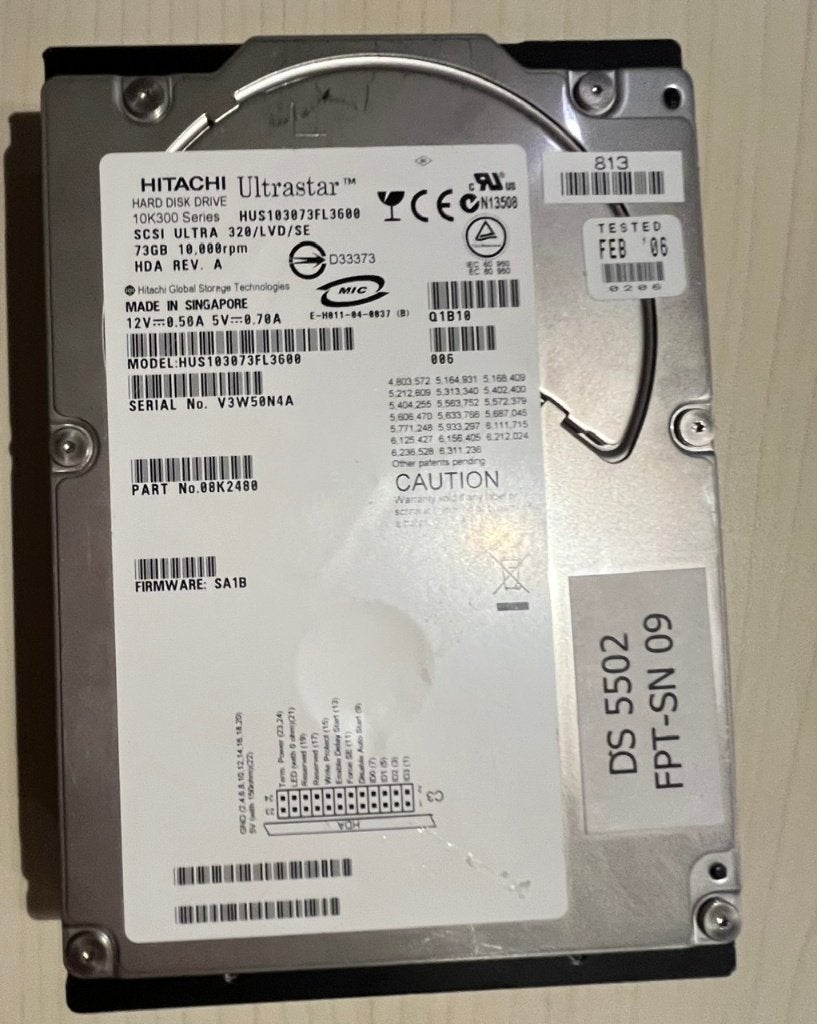 Disque dur HITACHI Ultrastar, Interne, 73GB, Utilisé, Desktop