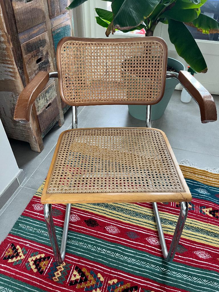 Sledestoel (naar het ontwerp van Marcel Breuer), Enlèvement, Utilisé, Une, Osier ou Rotin