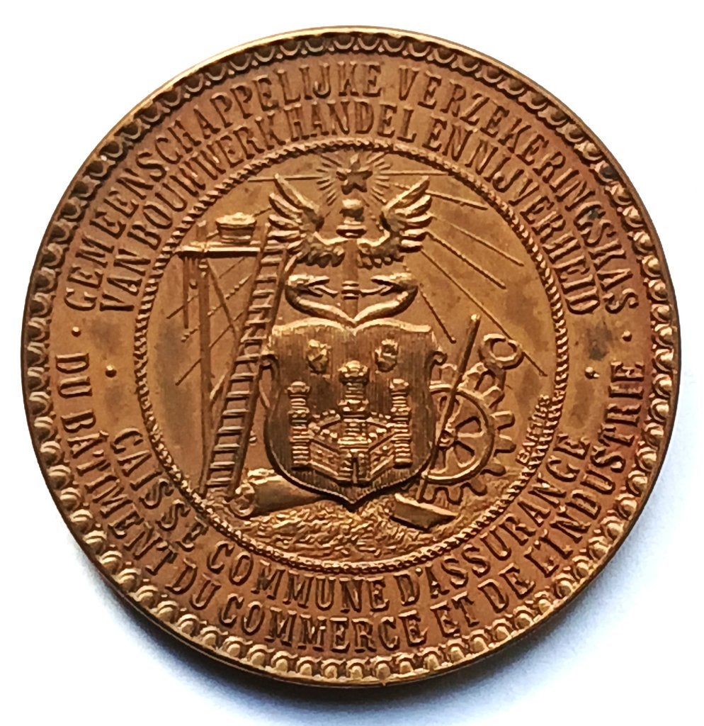 medaille 1909 antwerpen inhuldiging kliniek verzekeringskas, Ophalen of Verzenden, Brons