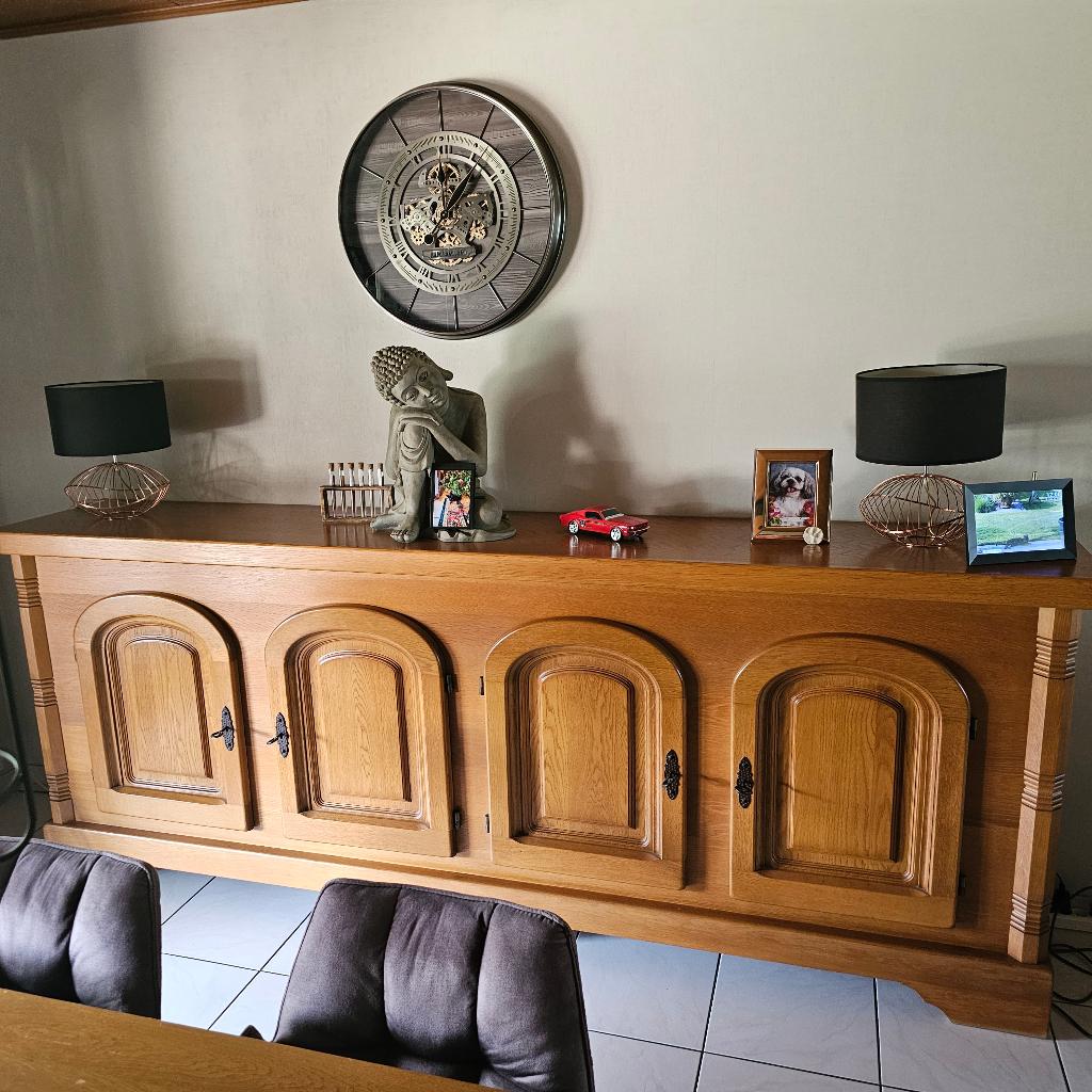 Volledige eetplaats vol beukenhout. Zonder stoelen., Huis en Inrichting, Ophalen, Zo goed als nieuw, Landelijk