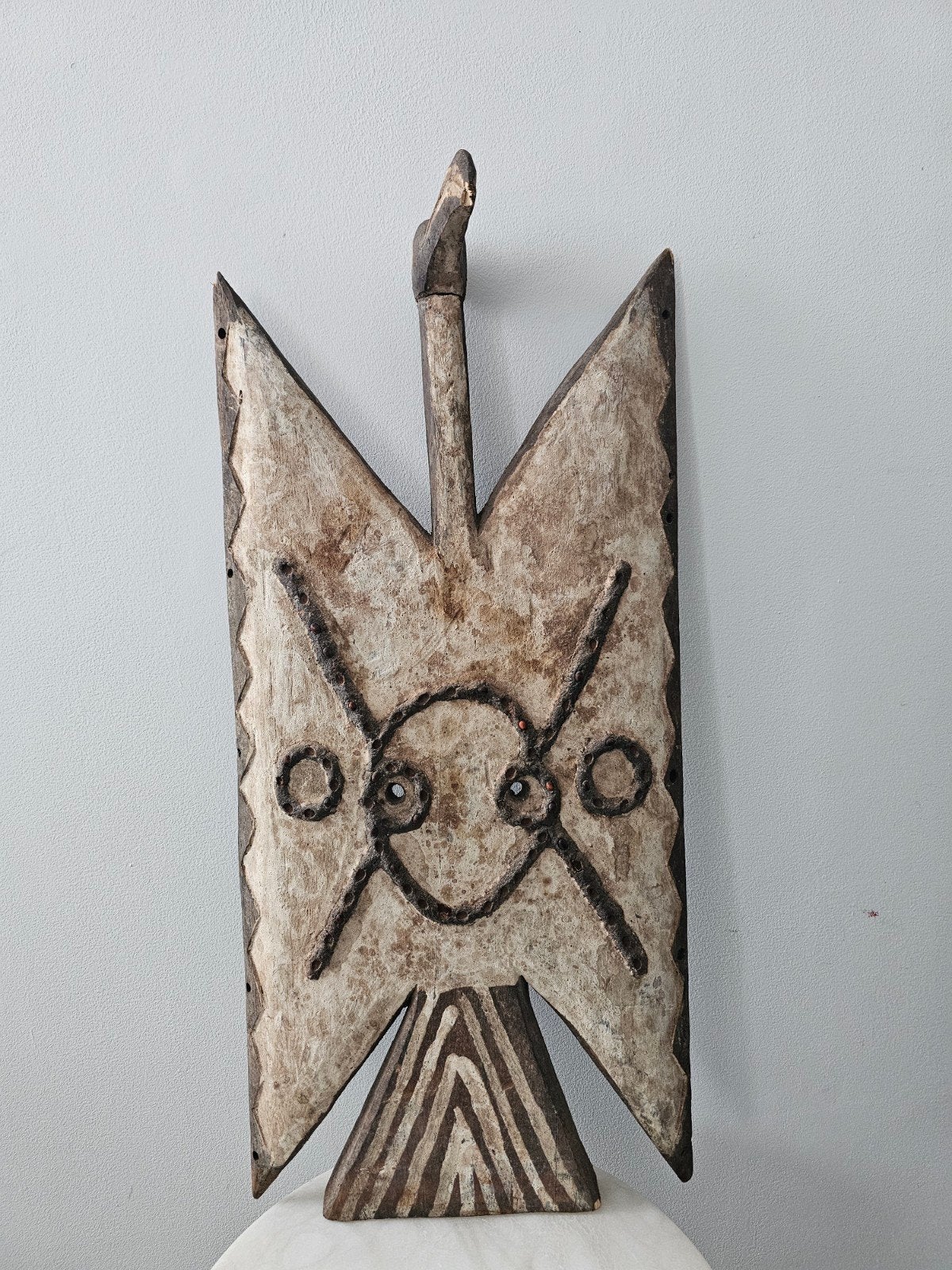 masque Toussian du Burkina Faso 63cm/29cm, Antiquités & Art, Fait main, Afrique, Enlèvement ou Envoi, Beige