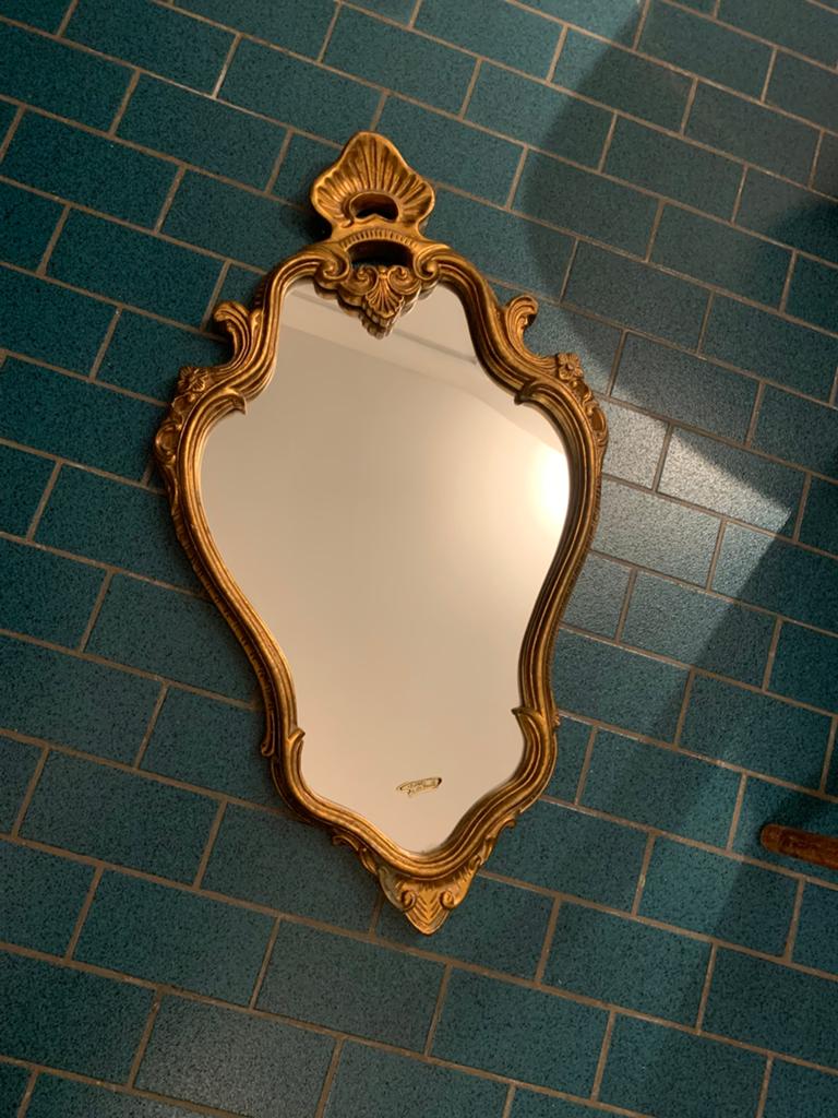 Spiegel bladgoud kader, Ophalen, Overige vormen, 50 tot 100 cm, Minder dan 100 cm
