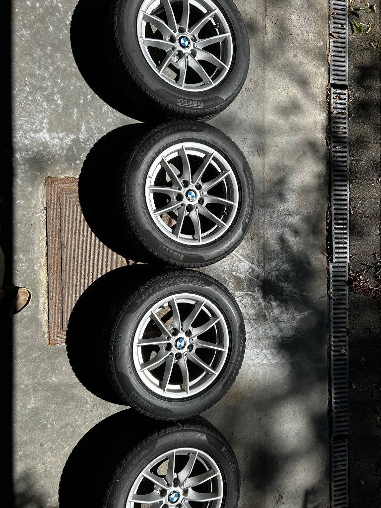 Set 4 jantes aluminium BMW d’origine 16' (avec pneus hiver), Pneus hiver, 16 pouces, 205 mm, Enlèvement