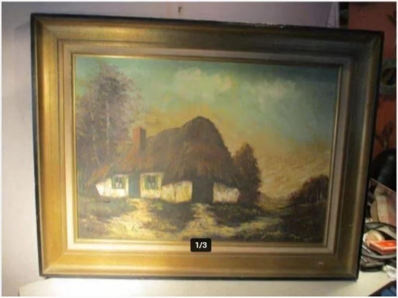 Mooi Oud Geschilderd Werk 'Oude Boerderij' - Nora Verheyden, Antiek en Kunst, Ophalen of Verzenden