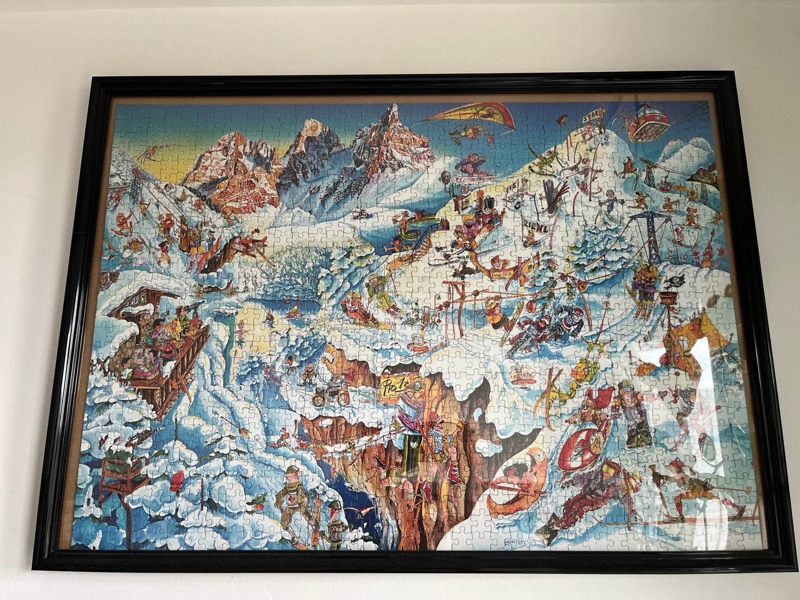 Set van 4 ingelijste puzzels van Gerold Como - Stripscènes, Ophalen, 500 t/m 1500 stukjes, Zo goed als nieuw, Legpuzzel