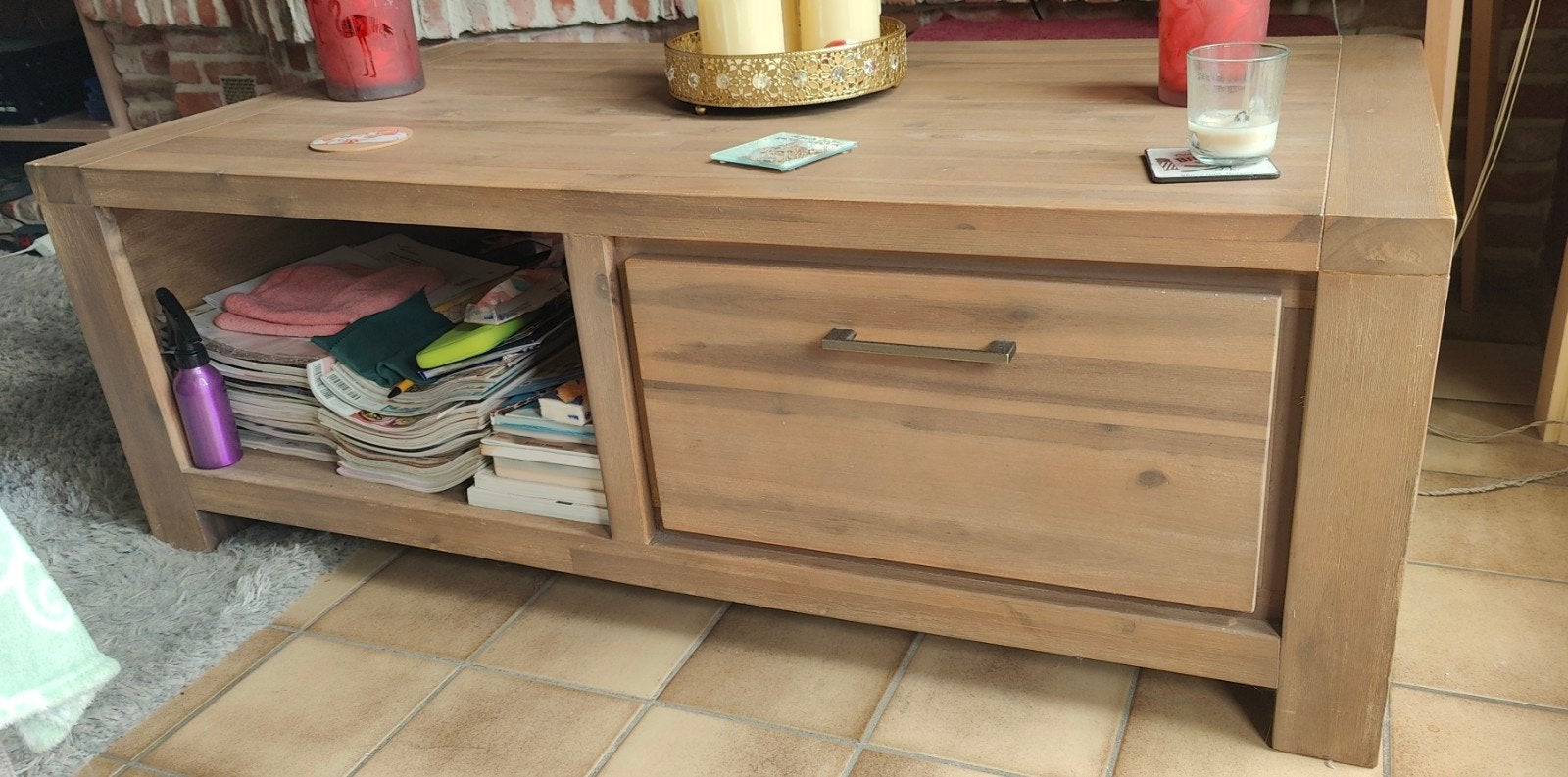 Stevige Salontafel, Ophalen, Gebruikt, Eikenhout, 50 tot 100 cm