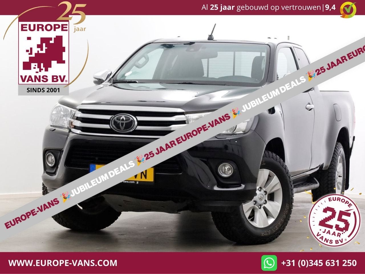 Toyota HiLux 2.4 D-4D-F 150pk E6 4X4 4WD Xtra Cab Profession, Zwart, 178 g/km, Bedrijf, Toyota