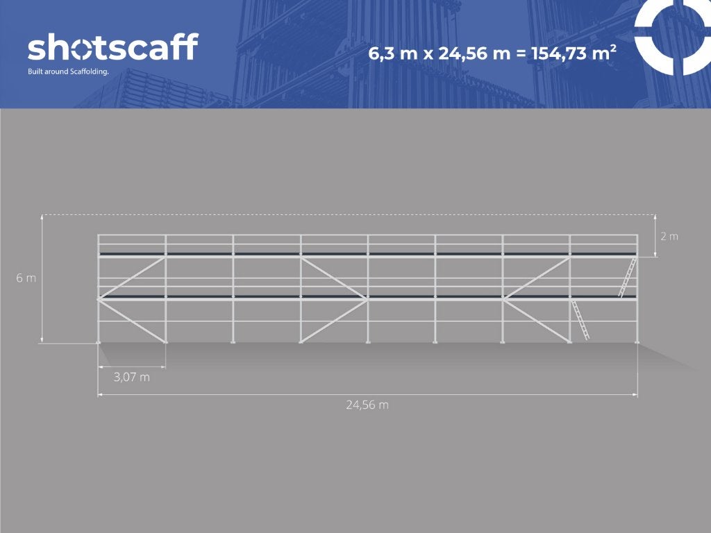 Modulaire steiger | 155 m² | Multisysteemsteiger, Verzenden, Nieuw, Gevelsteiger, 5 meter of hoger