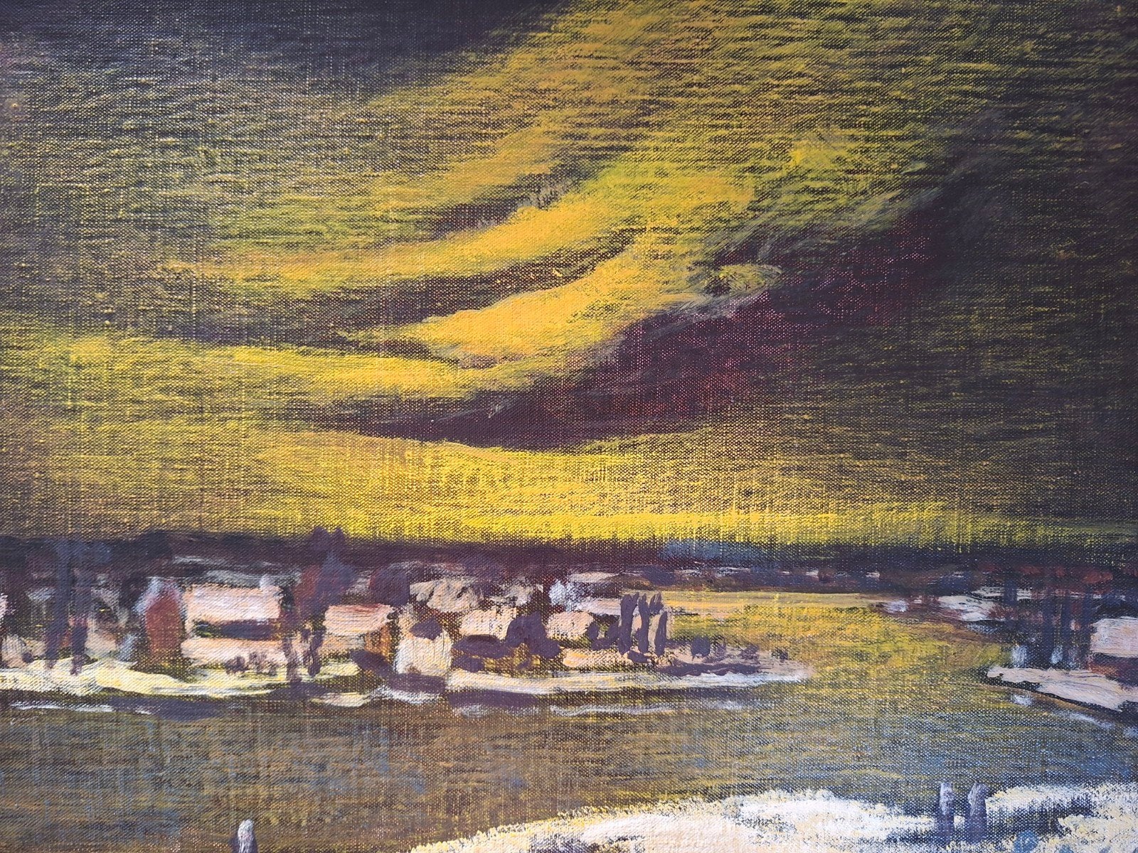 SCHELCK Maurice "Onweer boven winterse Leie" olie op doek, Enlèvement ou Envoi, Toile