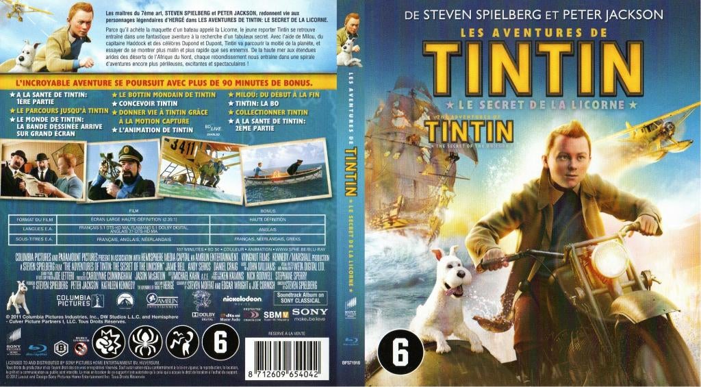 les aventures de tintin et le secret de la ..(blu-ray) neuf, Enlèvement ou Envoi, Comme neuf, Aventure