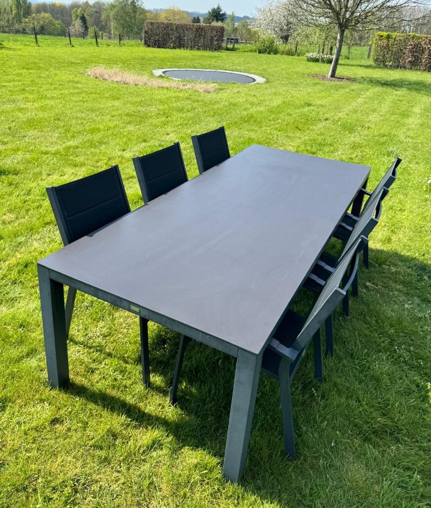 Tuinset (tafel + 6 stoelen) Bristol, Chaise, Salons de jardin, Aluminium, Enlèvement