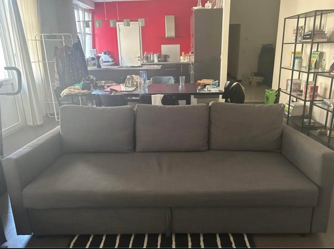 Canapé convertible IKEA FRIHETEN 3 places gris, Maison & Meubles, Enlèvement, Utilisé, Synthétique