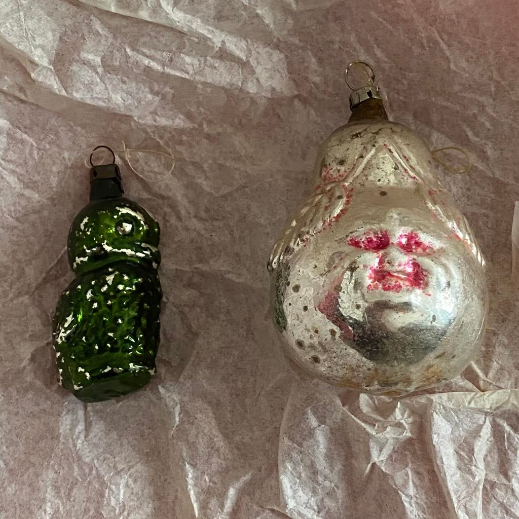 Vintage en zeldzame kerstballen, peerkop, kuiken, Diversen, Ophalen of Verzenden, Zo goed als nieuw