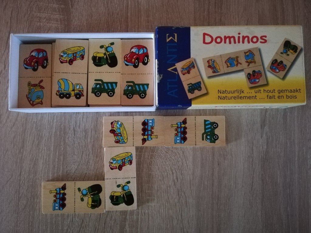 Domino hout auto's voertuigen, Ophalen, Gebruikt