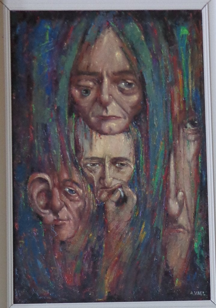 ALBERT VAEL / FIGUREN / OLIEVERF DOEK / 89x64cm / KADER SIG, Antiek en Kunst, Ophalen, Figuren, Gesigneerd, Olieverf