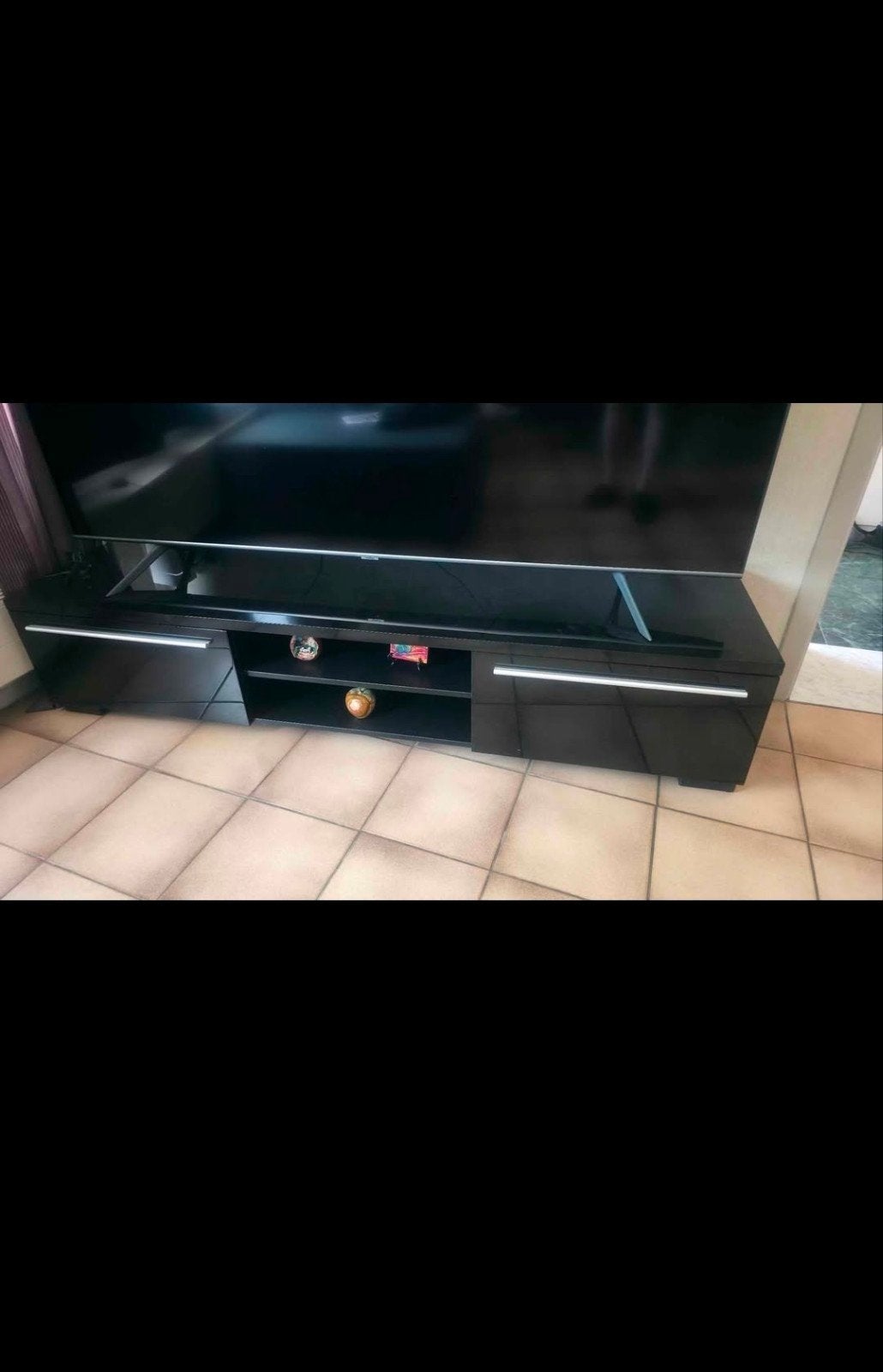 TV - Meubel zwart 180x37x45, Ophalen, Gebruikt, Zwart