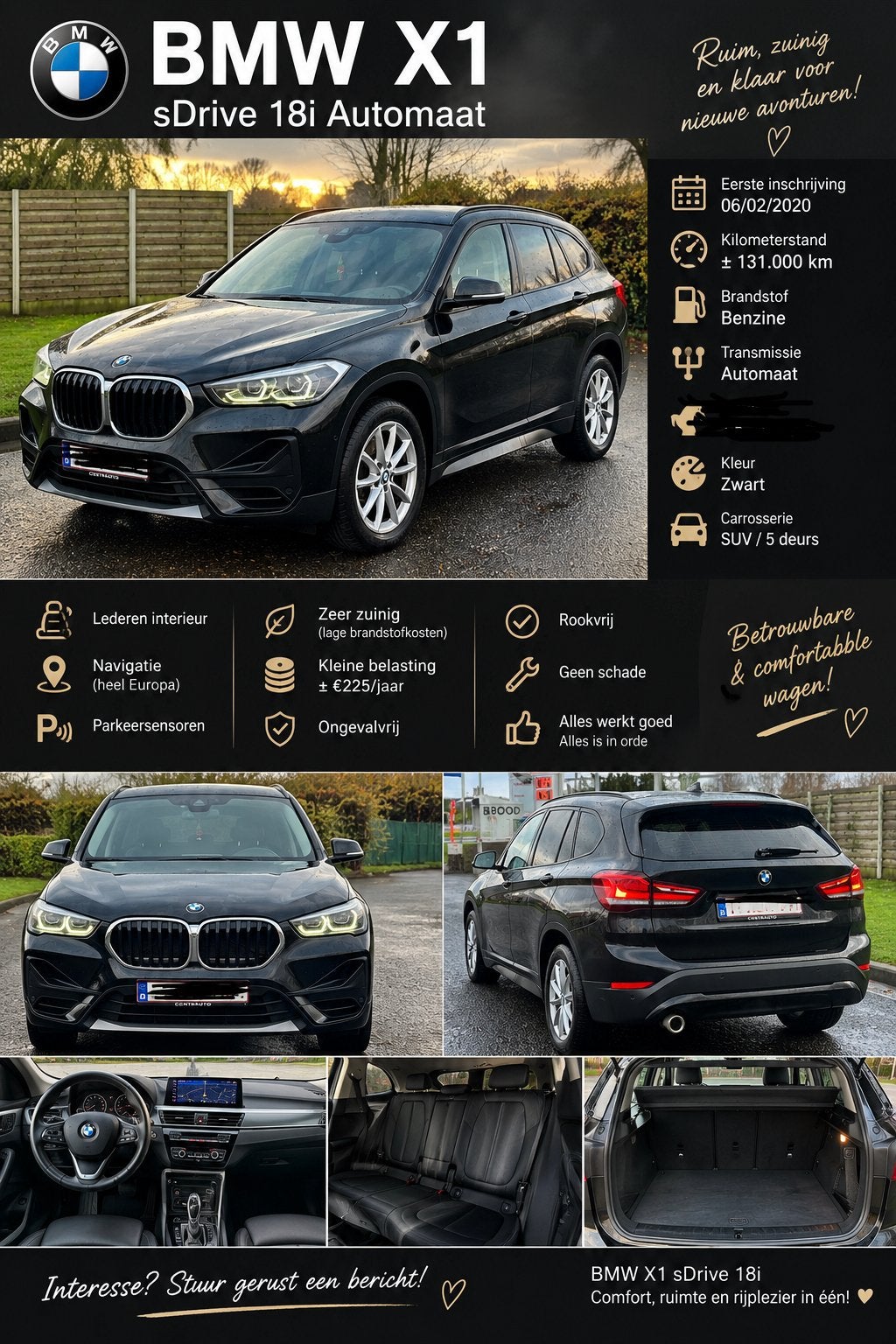 BMW X1 sDrive18i Automaat in perfecte staat, Auto's, Zwart, Leder, 5 deurs, Particulier