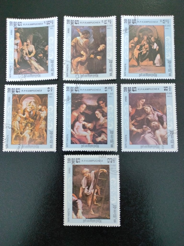 Cambodja 1984 - schilderkunst van Correggio, Ophalen of Verzenden, Gestempeld, Zuidoost-Azië