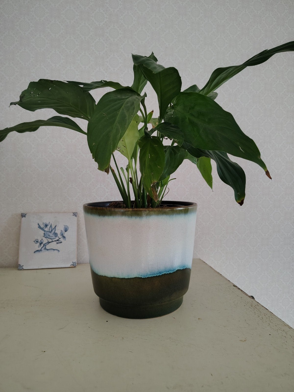Pot de fleurs Retro W. Germany, vert, bleu, gris clair, Enlèvement ou Envoi, Maison et Meubles