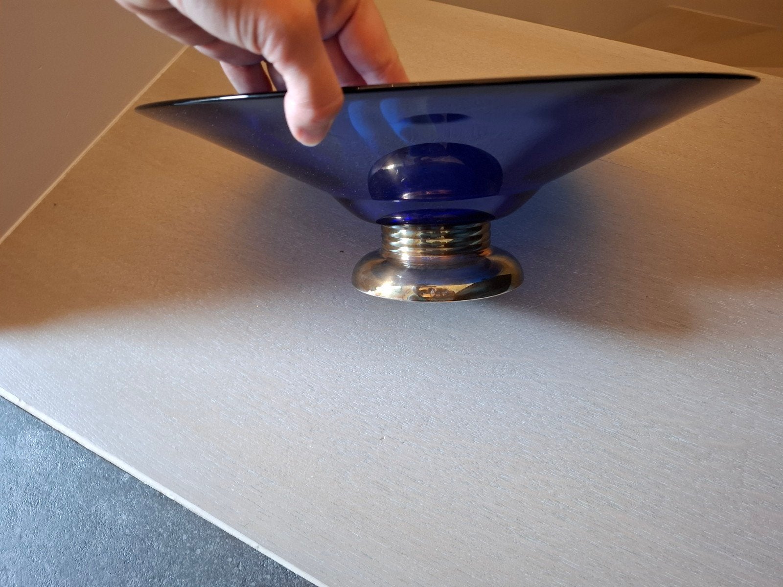 Blauwe glazen schaal, Antiek en Kunst, Ophalen