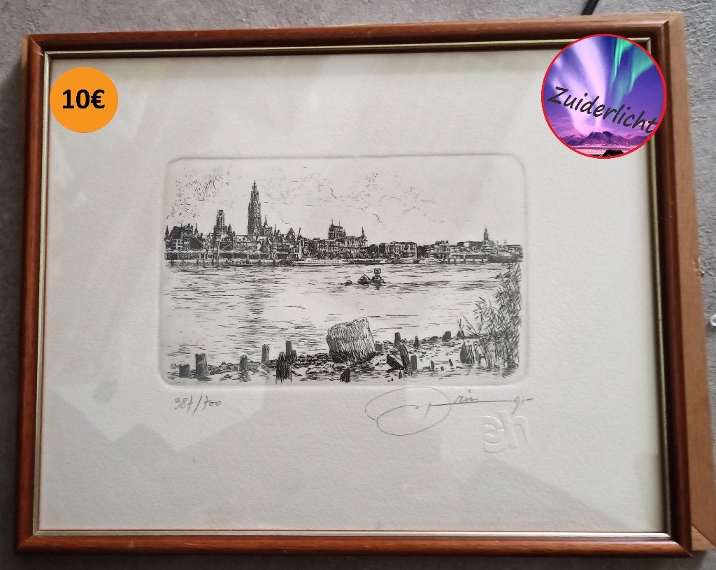Ets - Rede van Antwerpen, Antiek en Kunst, Kunst | Etsen en Gravures, Ophalen, Stadsgezicht, 1950 - 1999, Genummerd