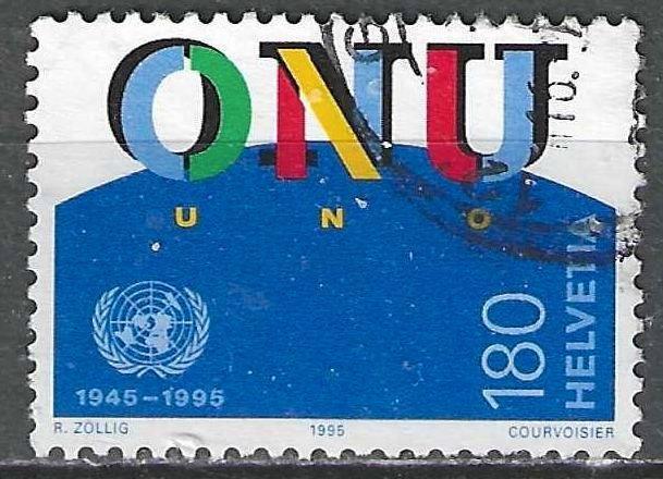 Zwitserland 1995 - Yvert 1471 - 50 jaar U.N.O. (ST), Verzenden, Gestempeld