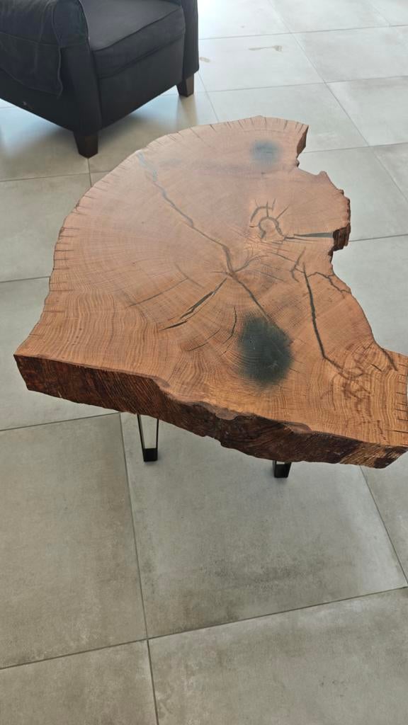 Massief eiken salontafel met epoxy gevuld HANDGEMAAKT!, Ophalen