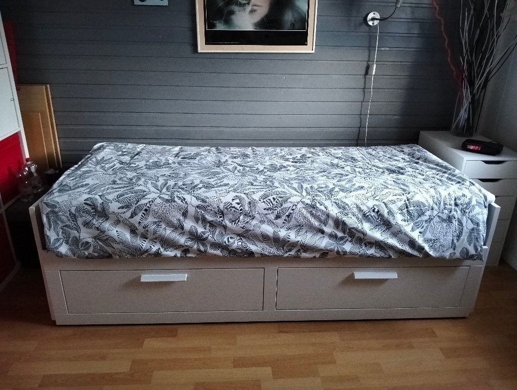 Lit banquette, Maison & Meubles, 200 cm, Blanc, Une personne, Comme neuf
