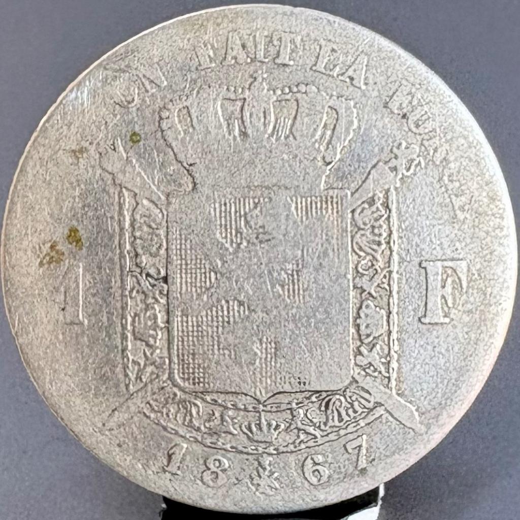Zilver - 1 Franc - Smalle Baard - Leopold I - 1867, Enlèvement ou Envoi, Monnaie en vrac, Argent, Argent