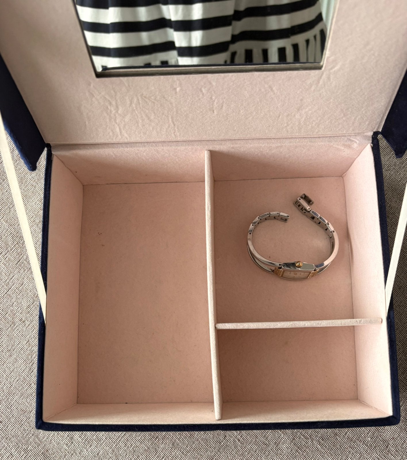 Boîte à bijoux, Enlèvement ou Envoi, Utilisé, Bleu, Avec miroir(s)