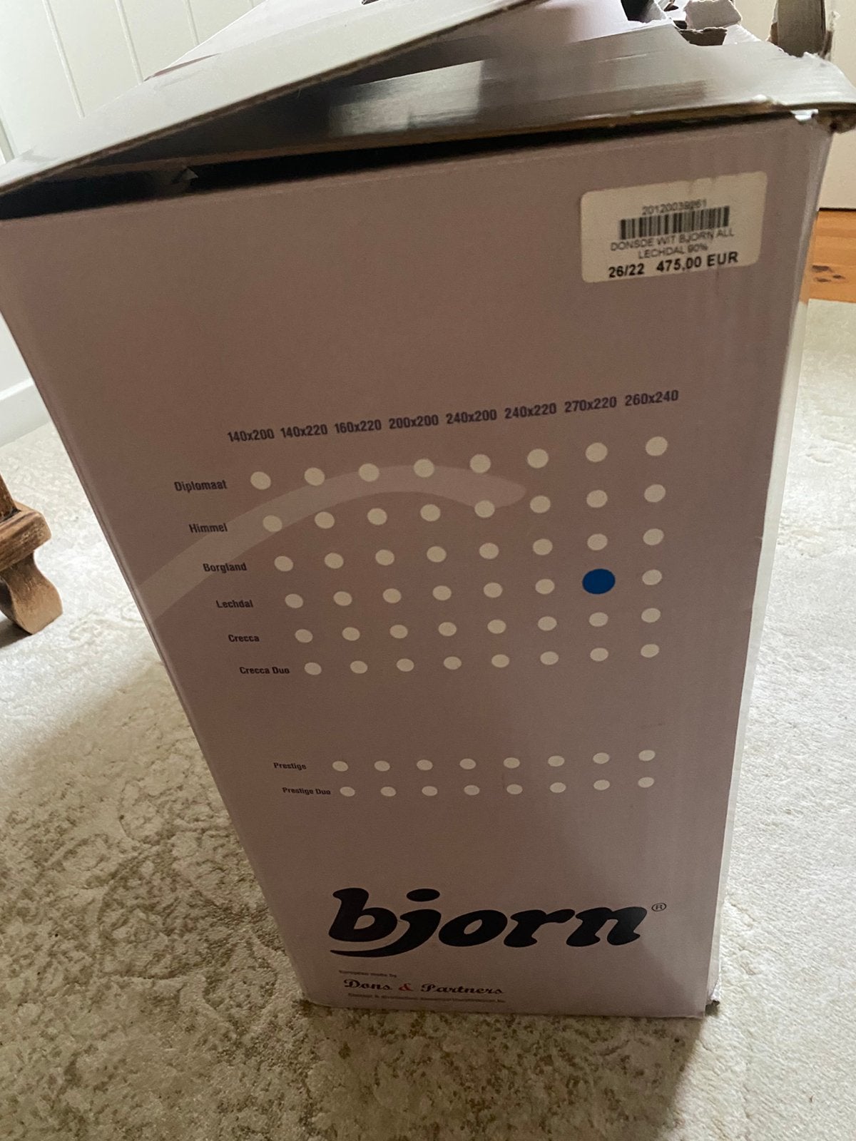 Donsdeken Bjorn 260cm x 220cm, Ophalen, Zo goed als nieuw