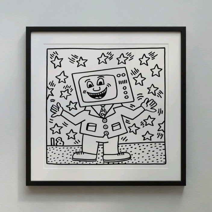 Keith Haring, television. Oude druk, Antiek en Kunst, Kunst | Schilderijen | Abstract, Ophalen