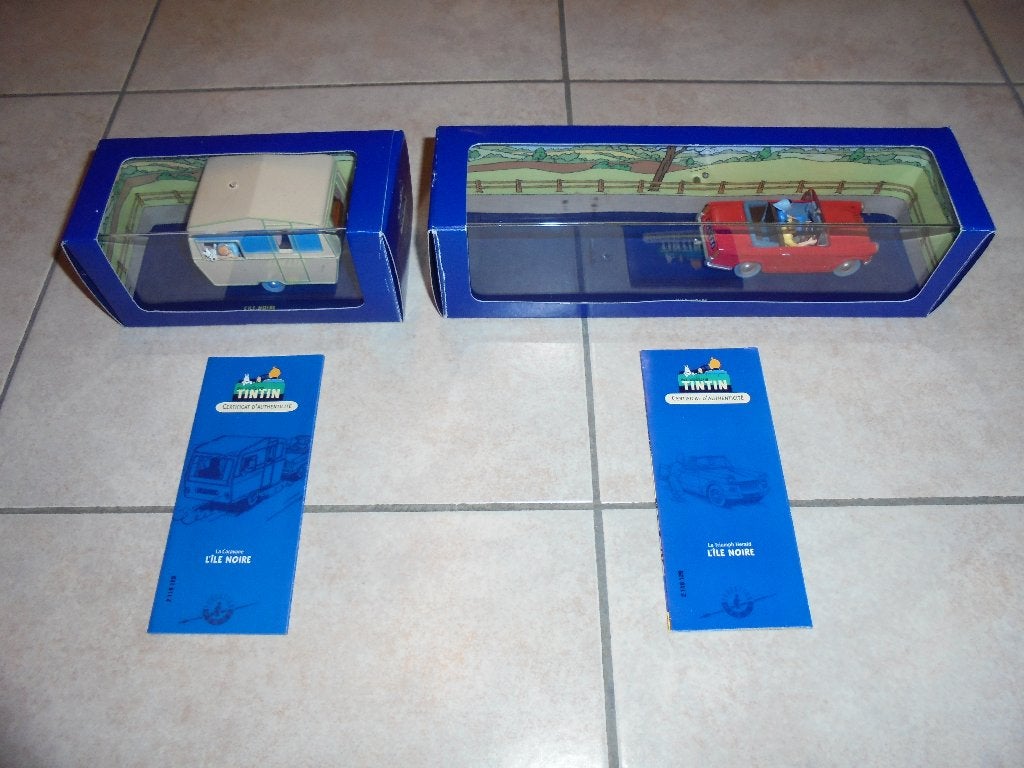 Kuifje set van 2 auto's Atlas blauwe dozen met certificaten, Enlèvement ou Envoi, Tintin, Comme neuf, Autres types